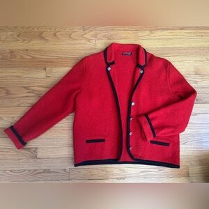 Vintage Austrian Pfister Vibrant Red 100% Wool Jacket Size XL